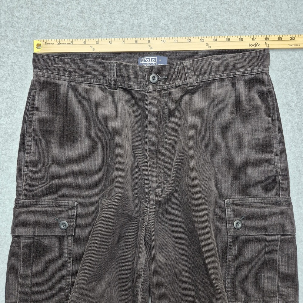 Vintage Polo Ralph Lauren Corduroy Shorts Men 35 Brown Cargo Gorpcore Skater Y2K - Picture 6 of 16